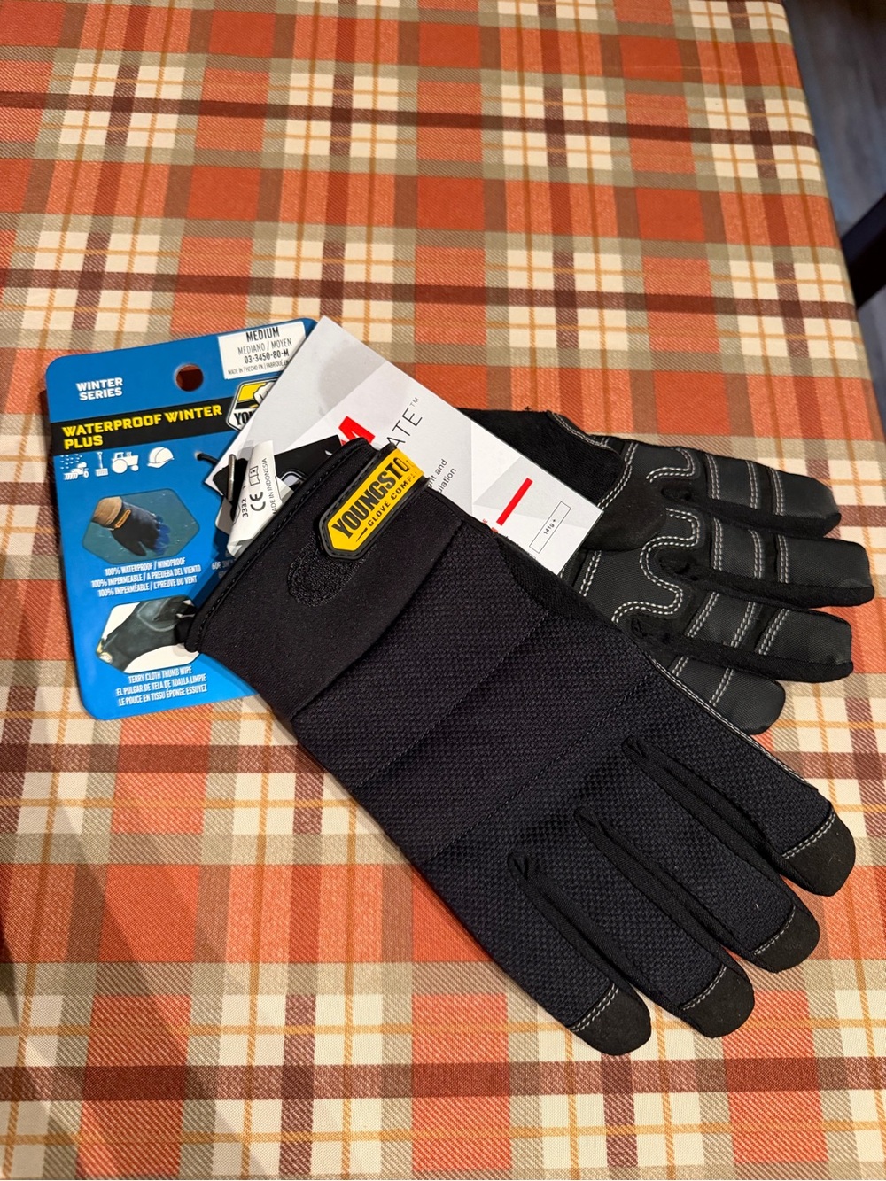Black Waterproof Winter Work Gloves - Men's Medium